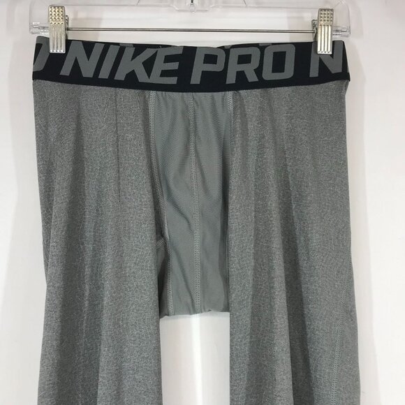 NIKE PRO -MEN'S MEDIUM - GRAY POLYESTER BLEND 3/4 TIGHTS - 801225-091 - Picture 2 of 9